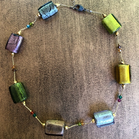 Beautiful & colorful 17” gold necklace with 7 different metallic glass b… - Picture 6 of 9